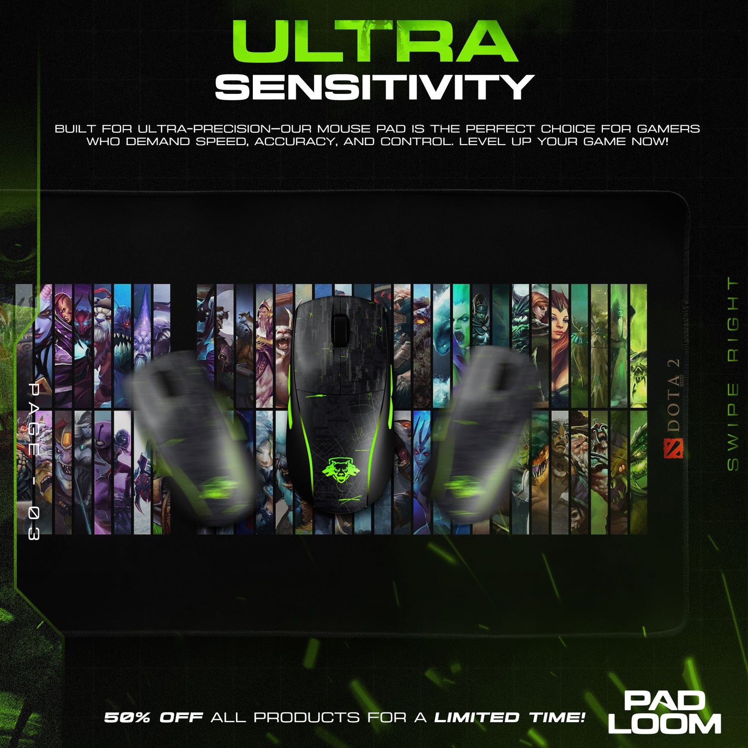Dota 2 Heroes Mouse Pad - Battle Arena Gaming Desk Mat Padloom