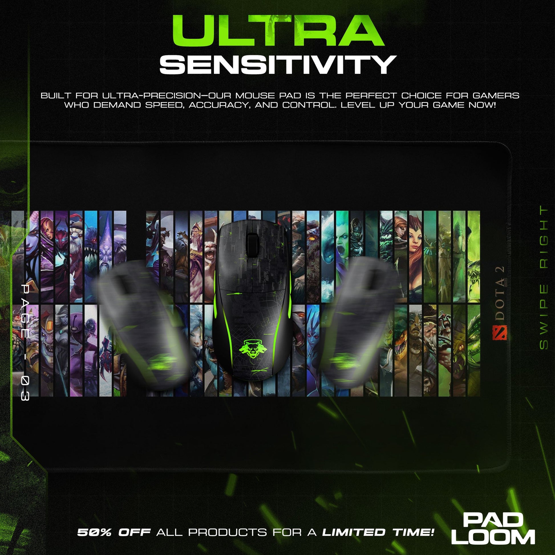 Dota 2 Heroes Mouse Pad - Battle Arena Gaming Desk Mat Padloom