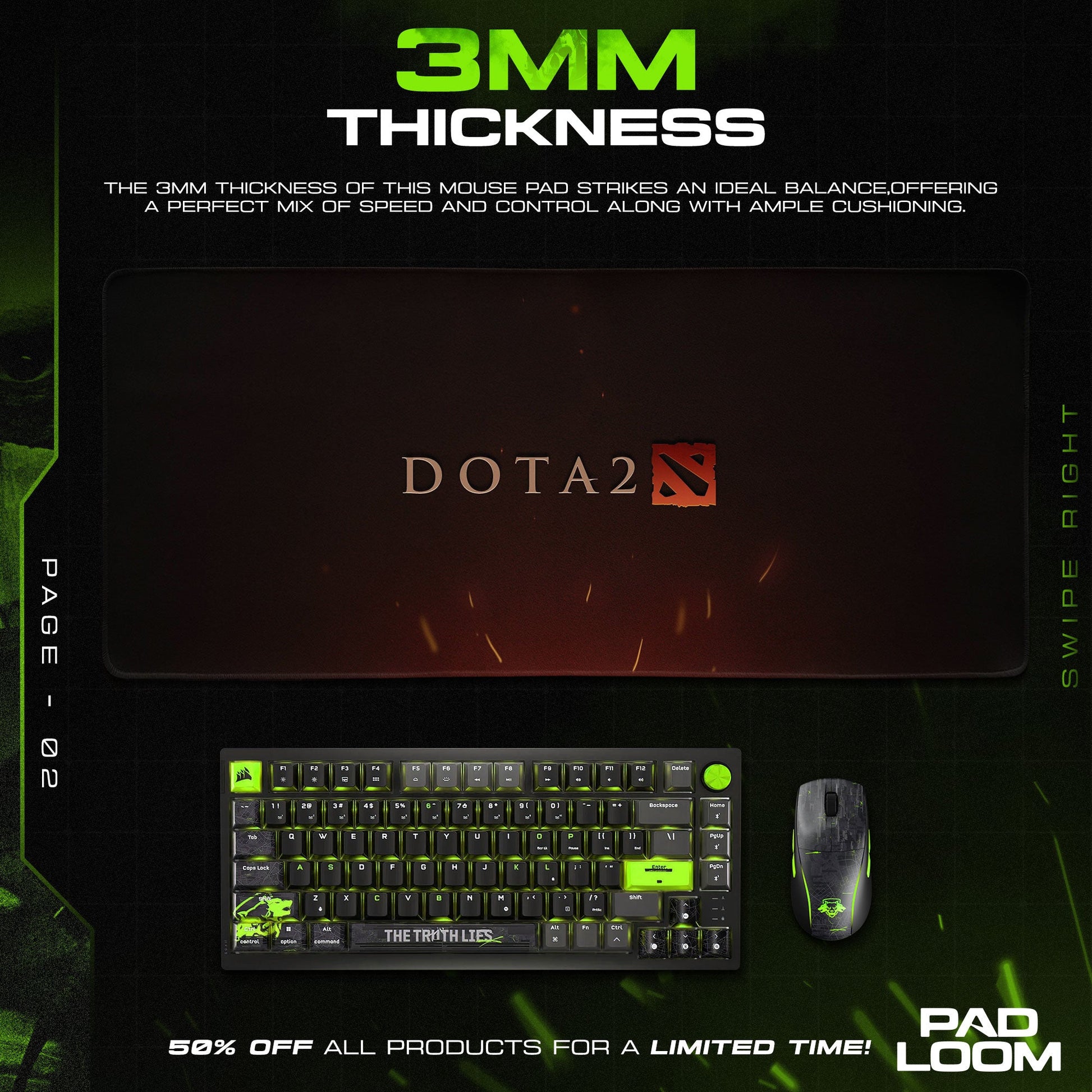 Dota 2 Logo Mouse Pad - Minimalist Gaming Desk Mat Padloom