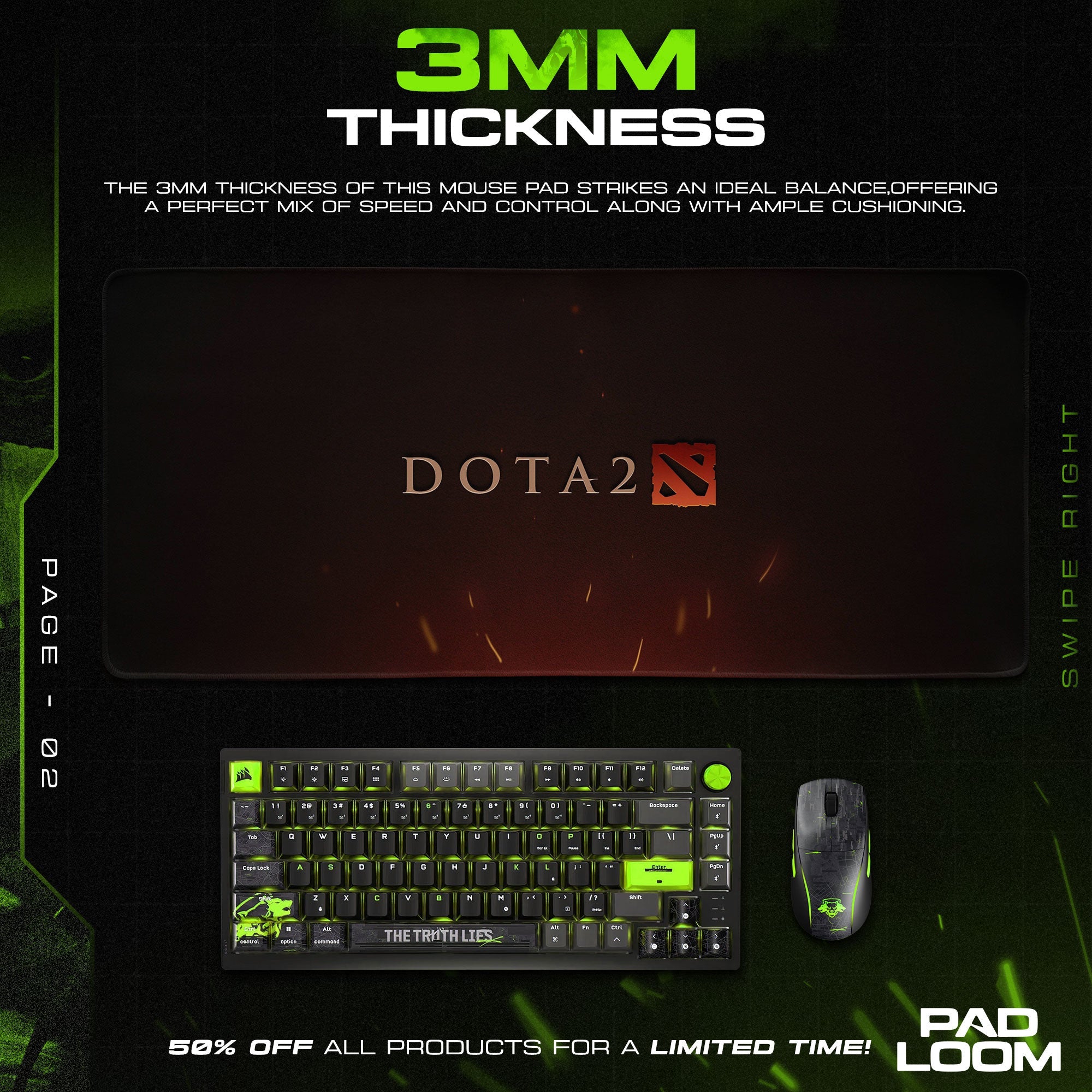 Dota 2 Logo Mouse Pad - Minimalist Gaming Desk Mat Padloom