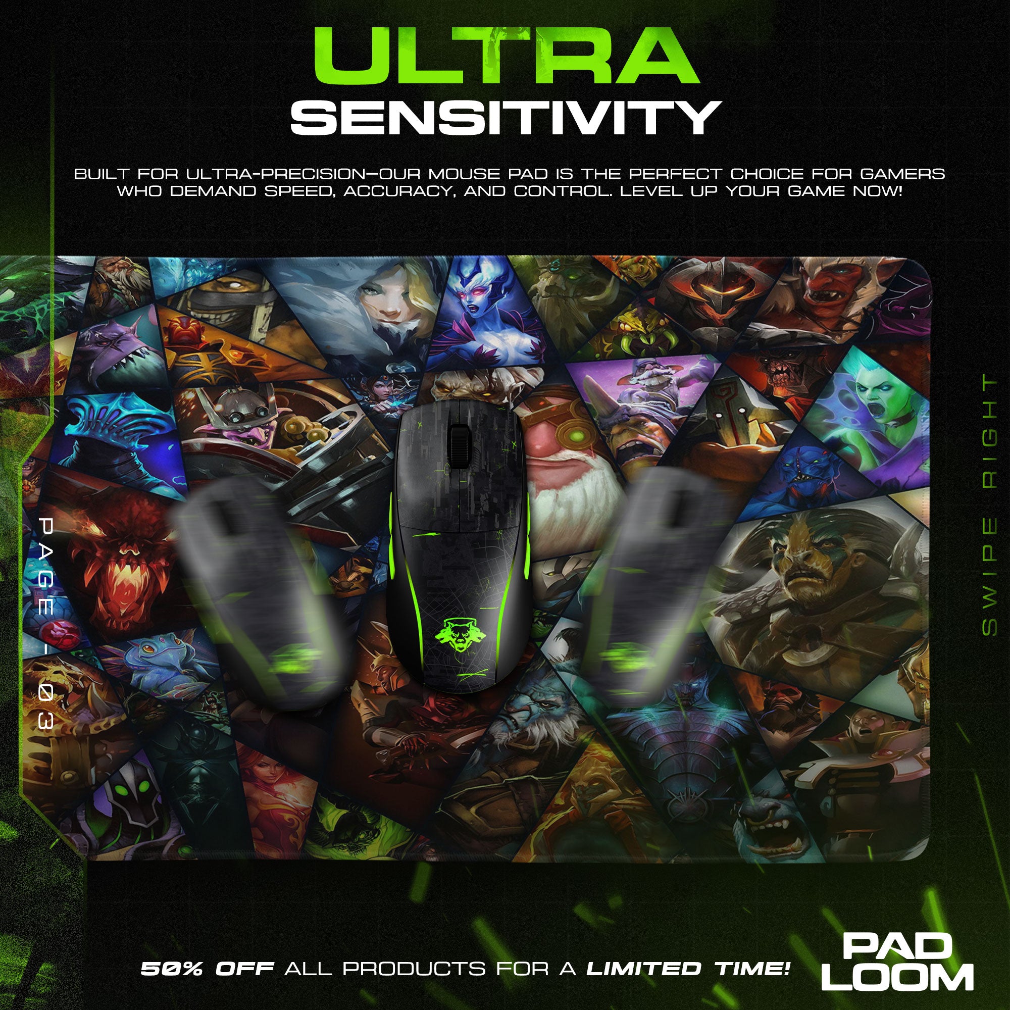 Dota 2 Mouse Pad, Hero Collage Gamer Desk Mat