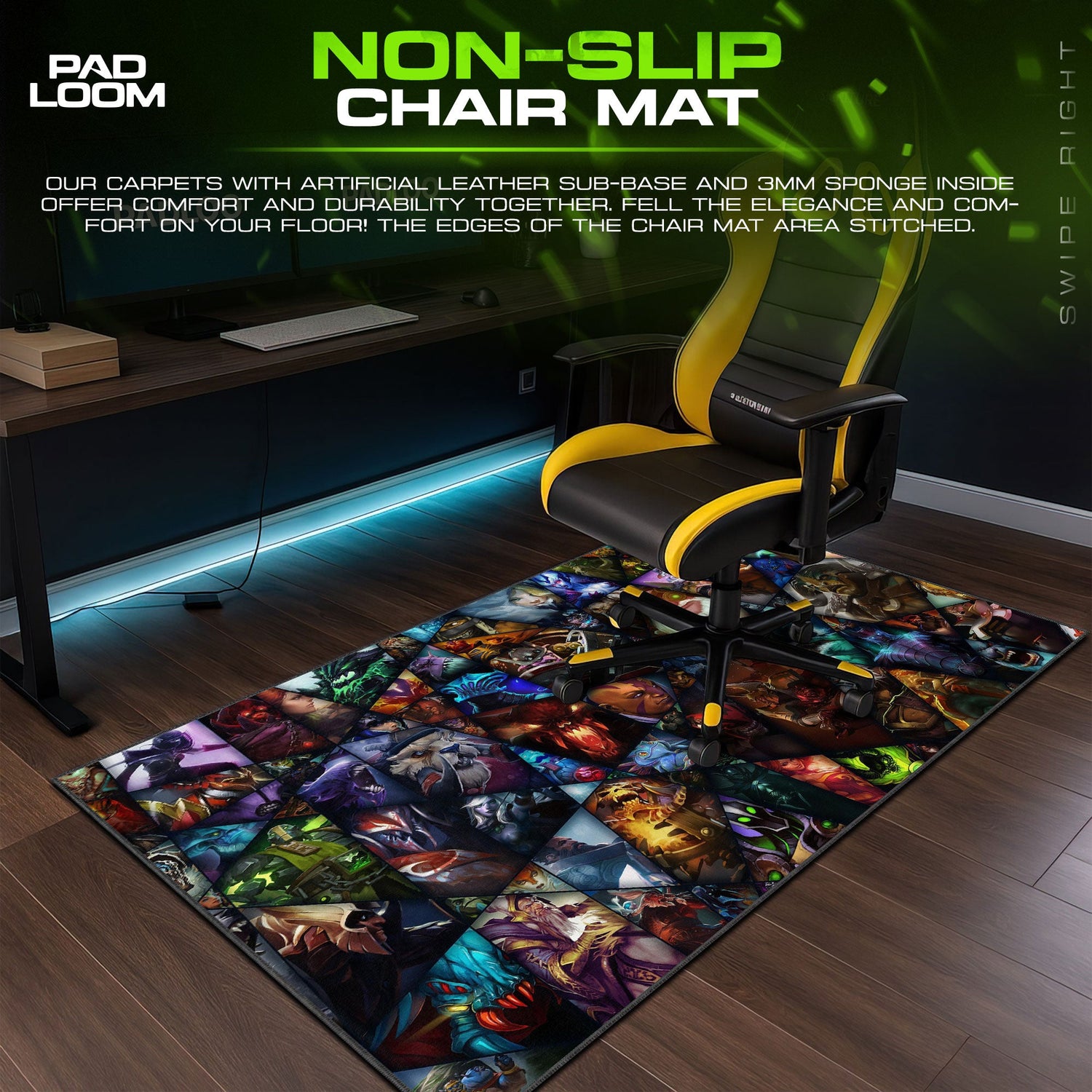 Dota 2 Mouse Pad, Hero Collage Gamer Desk Mat Padloom