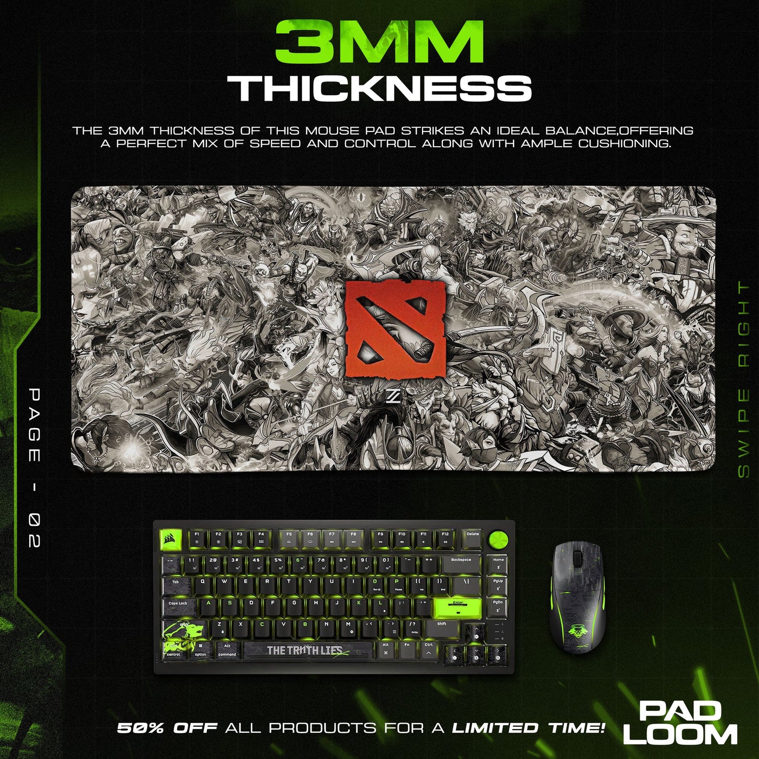 Dota 2 Mouse Pad – Hero Collage Extended Gaming Desk Mat Padloom
