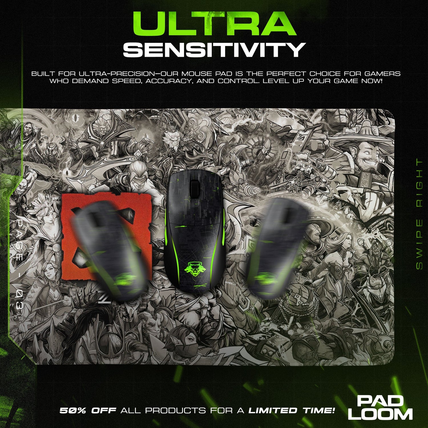 Dota 2 Mouse Pad – Hero Collage Extended Gaming Desk Mat Padloom