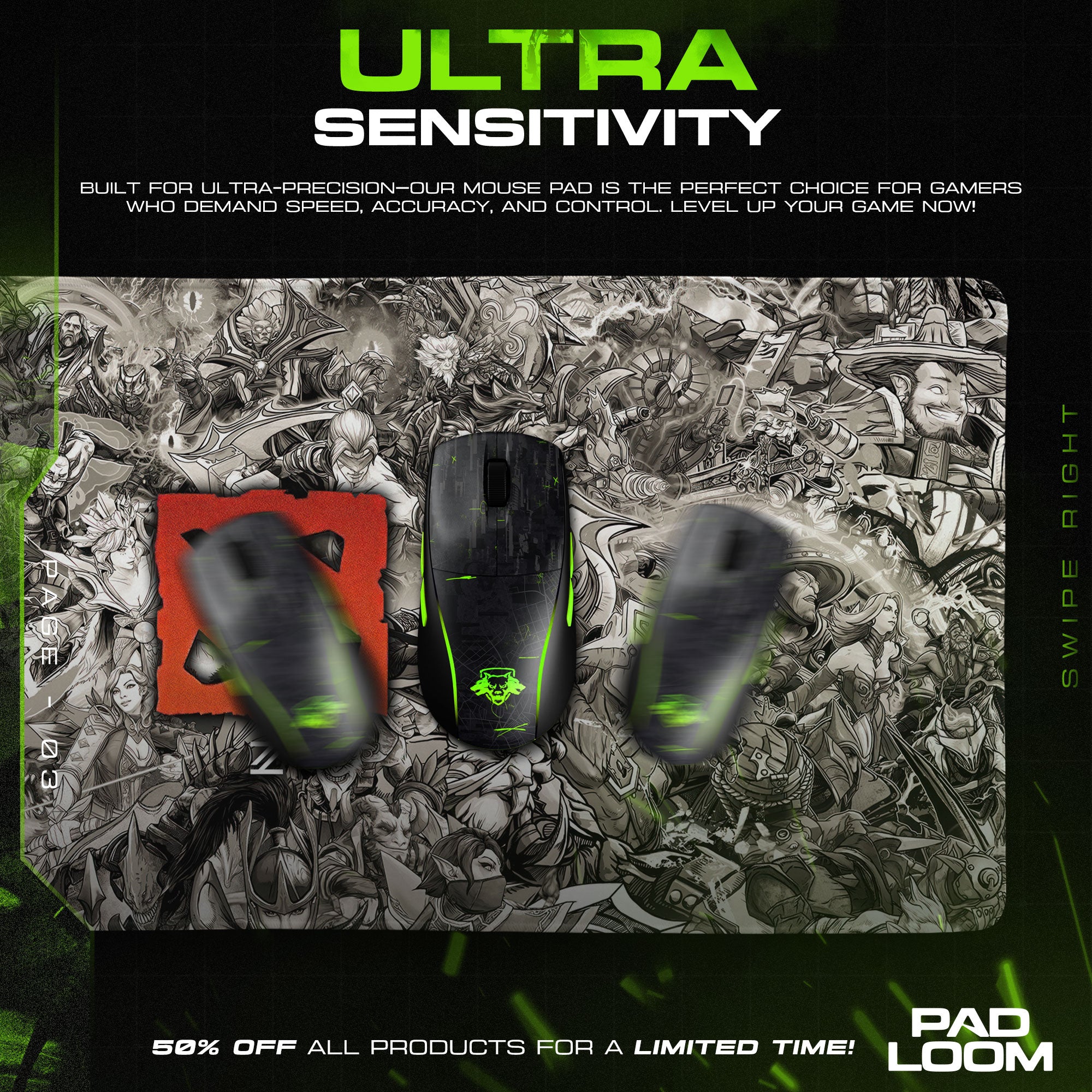 Dota 2 Mouse Pad – Hero Collage Extended Gaming Desk Mat