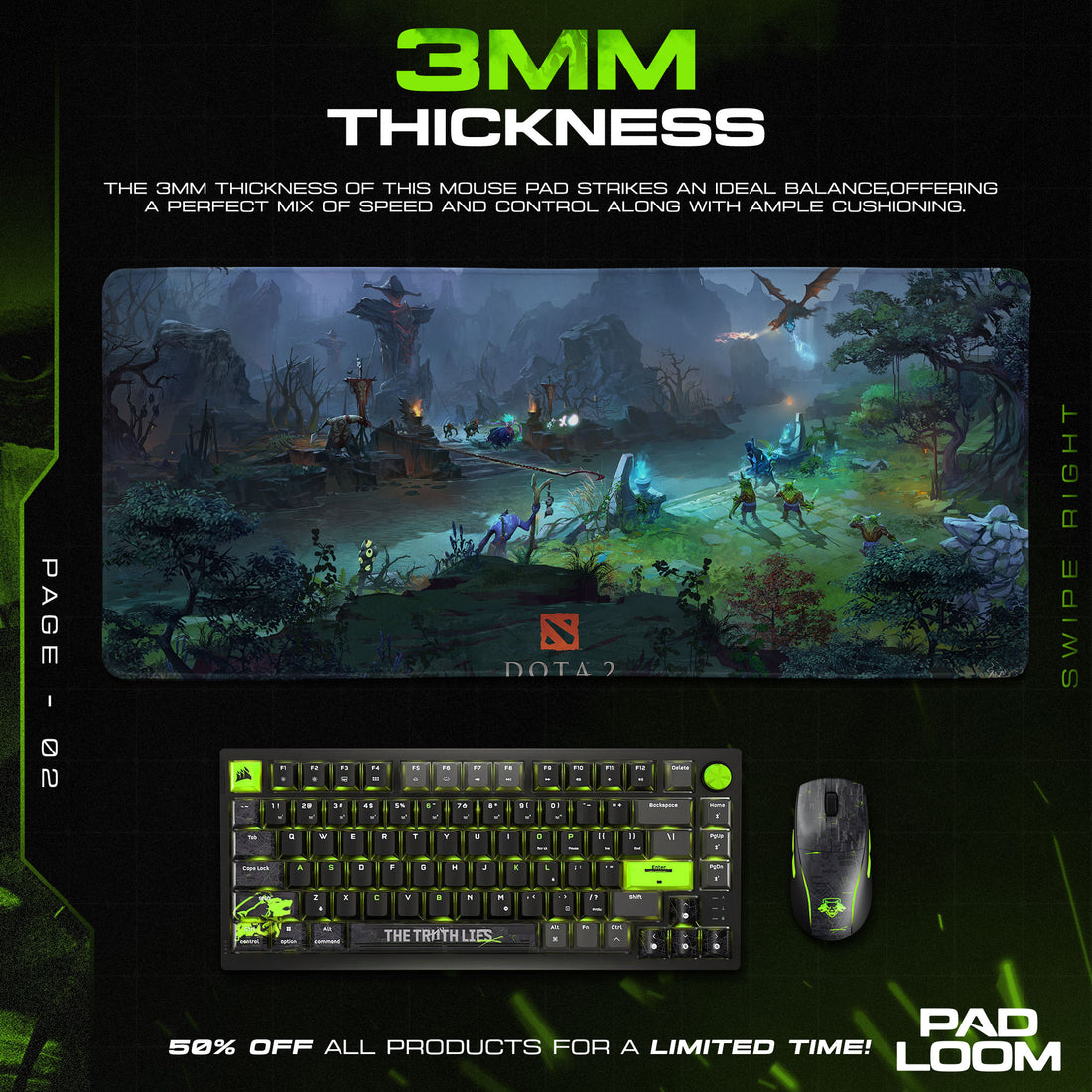 Dota 2 Radiant vs Dire Mouse Pad, MOBA Gaming Desk Mat