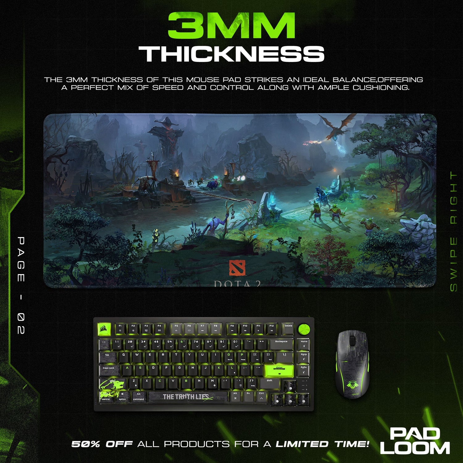 Dota 2 Radiant vs Dire Mouse Pad, MOBA Gaming Desk Mat Padloom