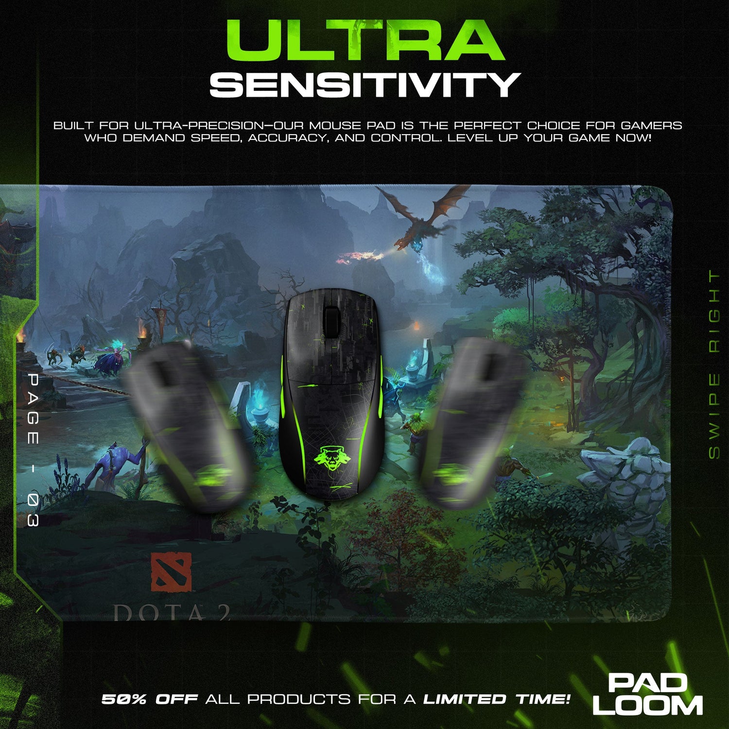 Dota 2 Radiant vs Dire Mouse Pad, MOBA Gaming Desk Mat Padloom
