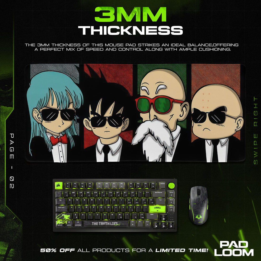 Dragon Ball Cool Squad Mouse Pad, Anime Gaming Desk Mat