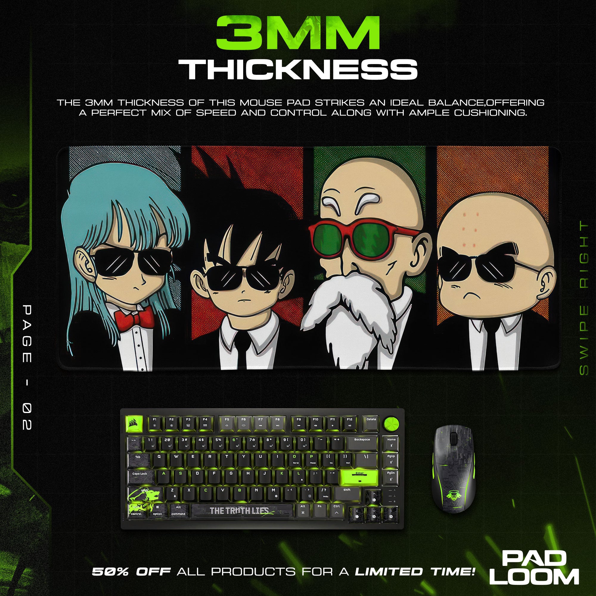 Dragon Ball Cool Squad Mouse Pad, Anime Gaming Desk Mat