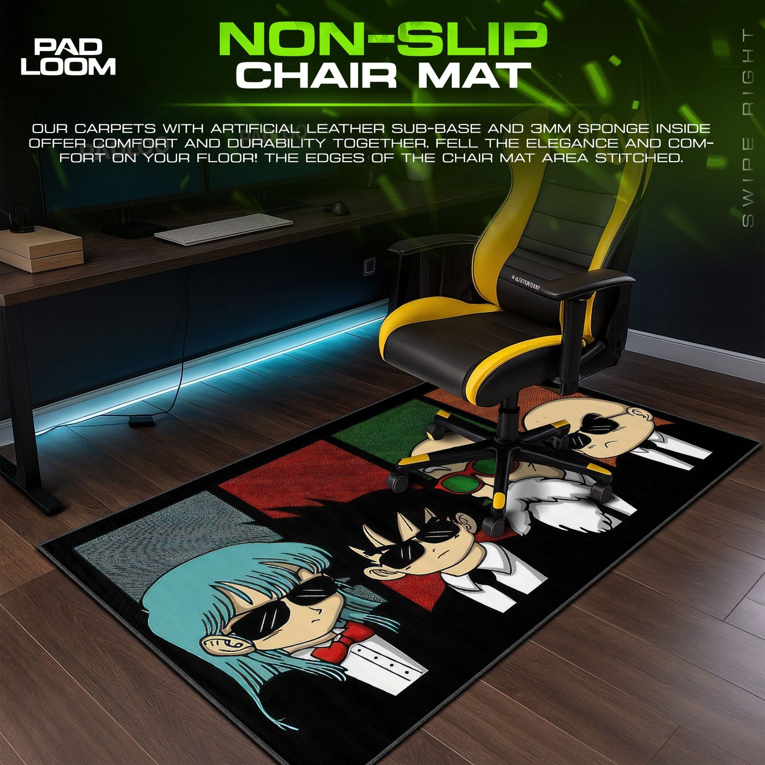 Dragon Ball Cool Squad Mouse Pad, Anime Gaming Desk Mat Padloom