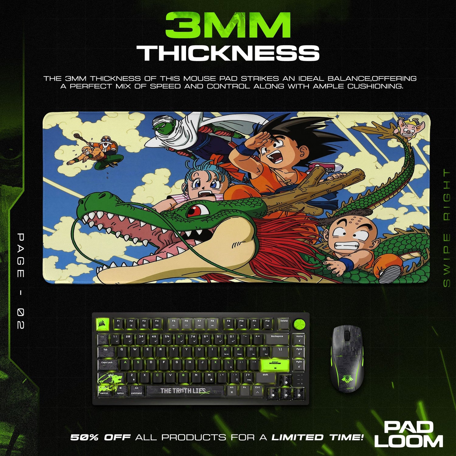 Dragon Ball Flying Dragon Mouse Pad, Anime Adventure Desk Mat Padloom