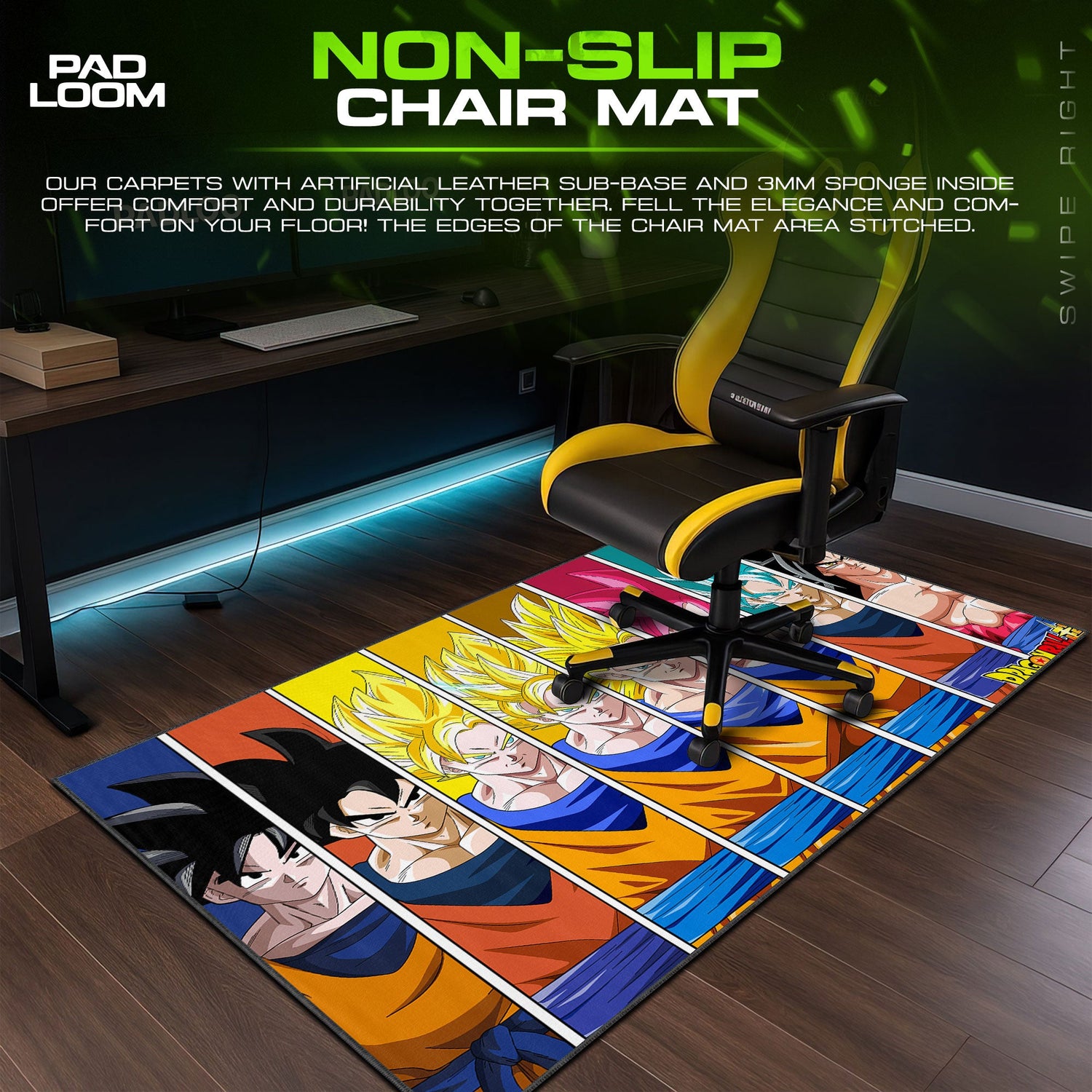 Dragon Ball Goku Forms Mouse Pad, Anime Saiyan Power Desk Mat Padloom