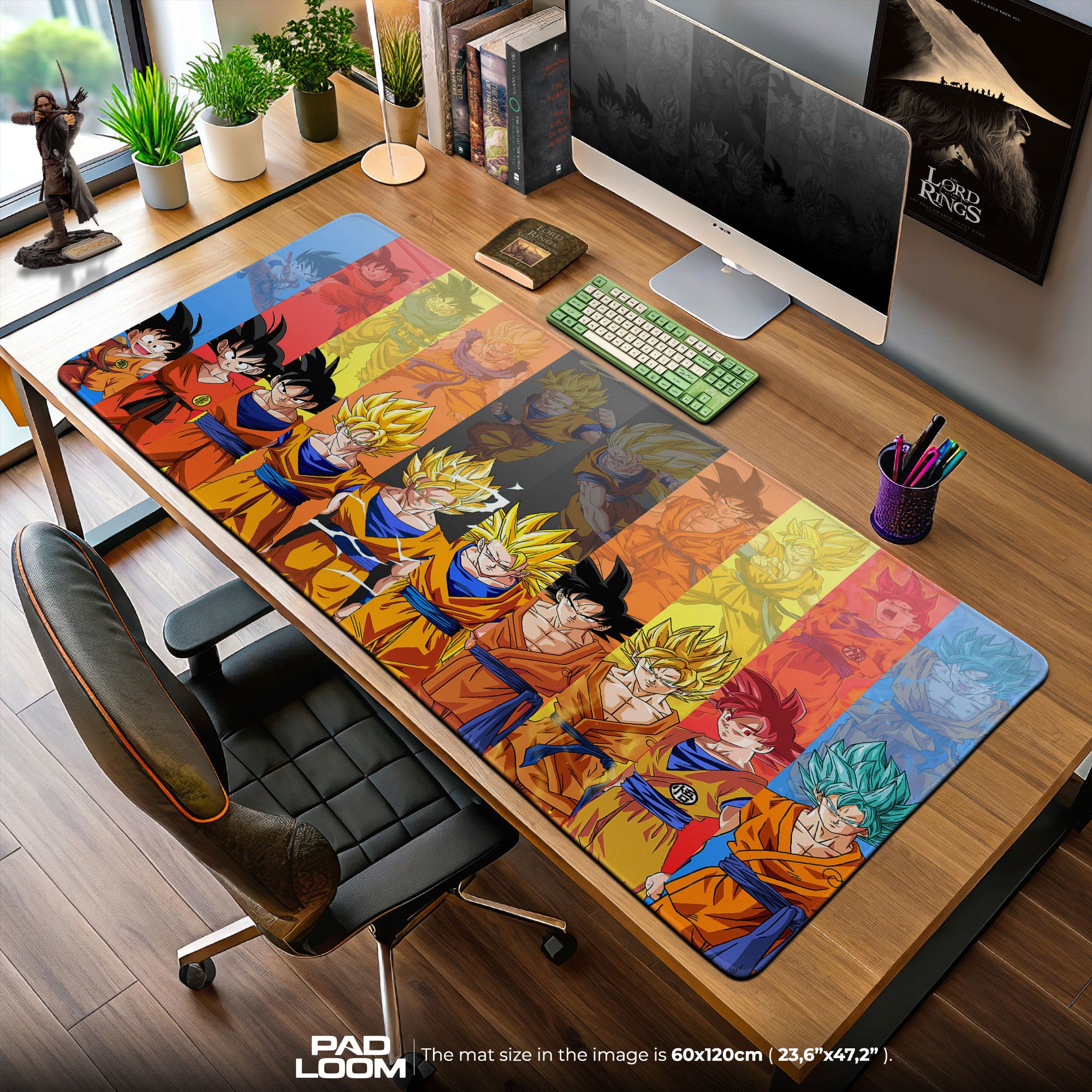 Dragon Ball Mouse Pad, Goku Saiyan Forms Gaming Desk Mat