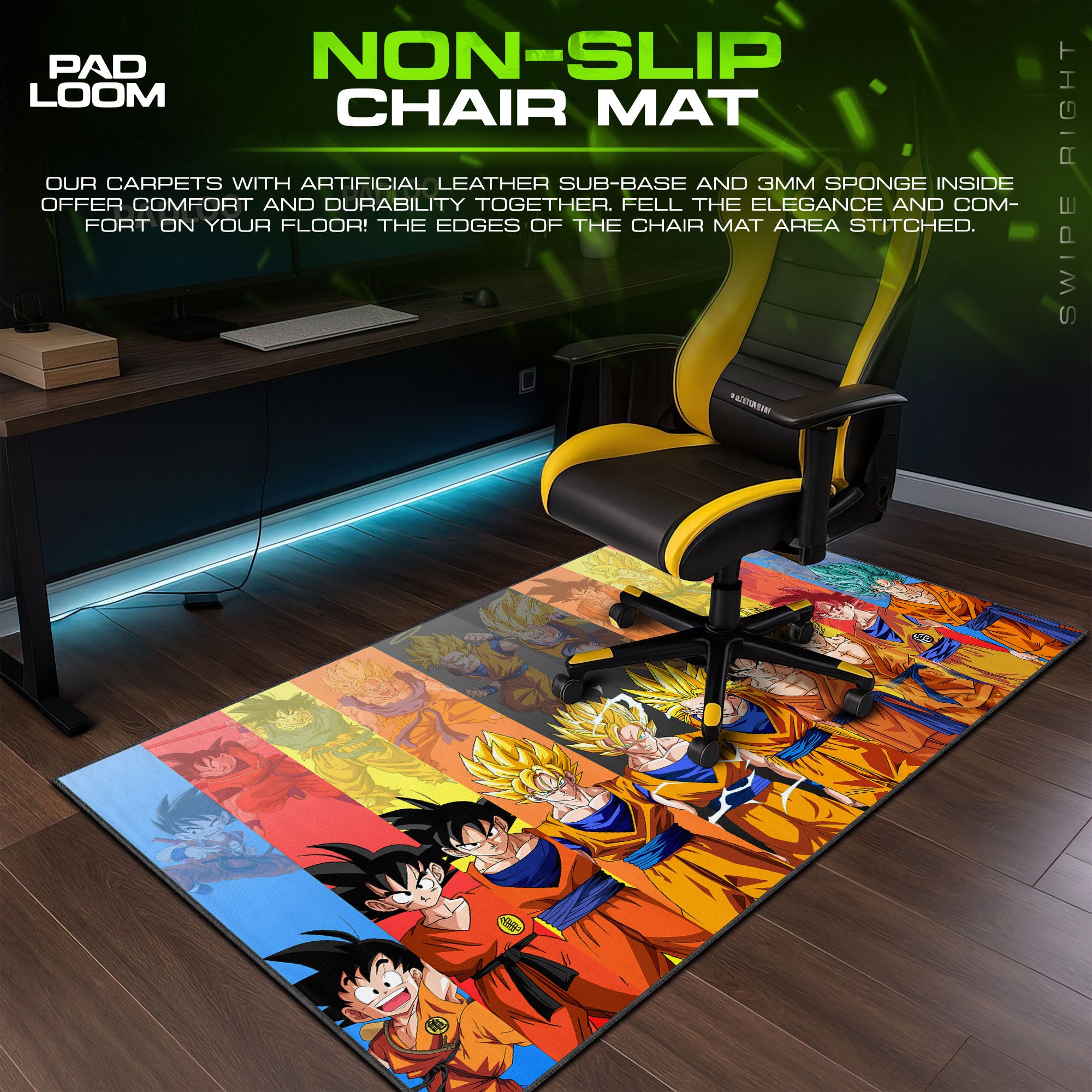 Dragon Ball Mouse Pad, Goku Saiyan Forms Gaming Desk Mat