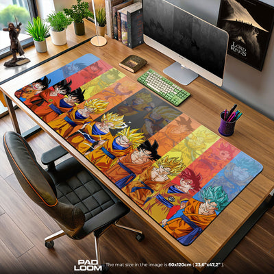Dragon Ball Mouse Pad, Goku Saiyan Forms Gaming Desk Mat