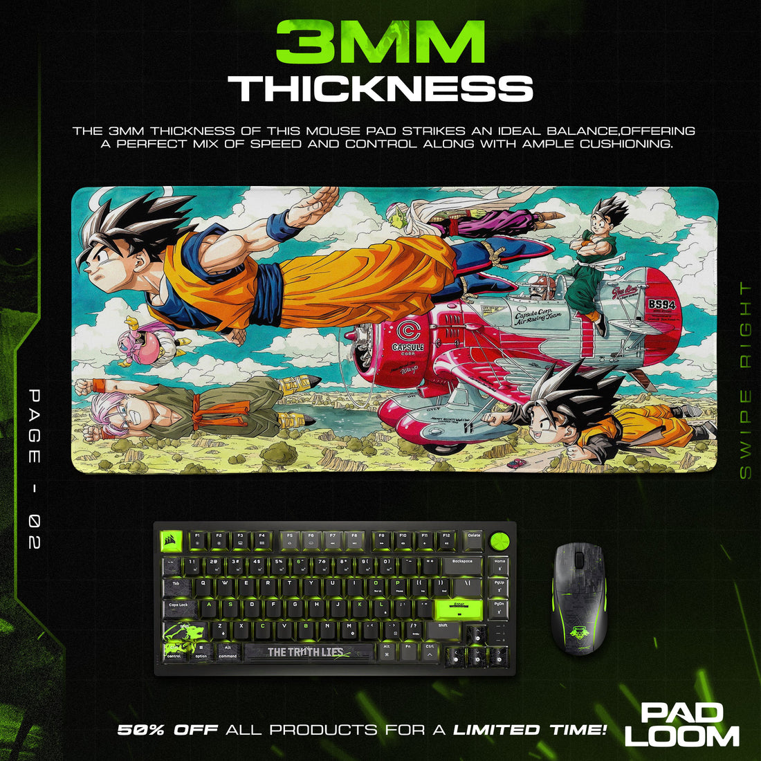 Dragon Ball Mouse Pad, Goku & Z Fighters Capsule Corp Gaming Desk Mat