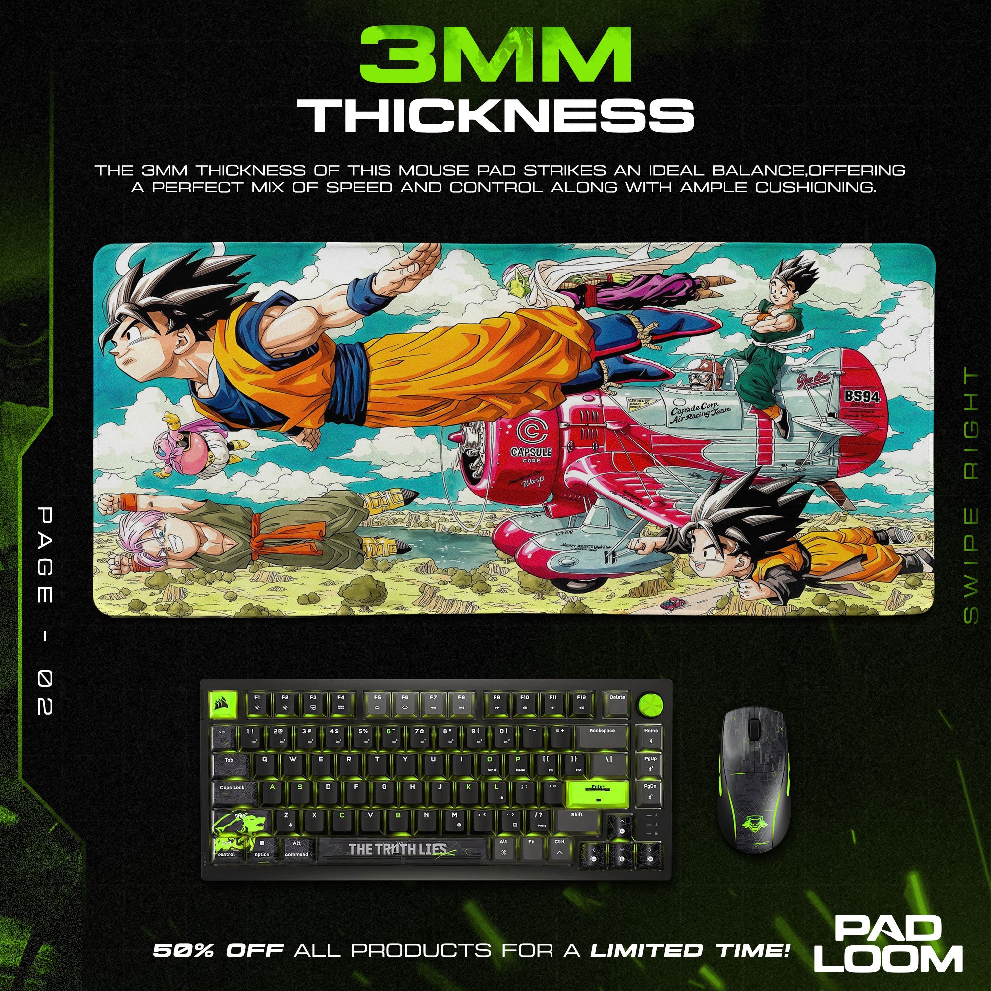 Dragon Ball Mouse Pad, Goku & Z Fighters Capsule Corp Gaming Desk Mat