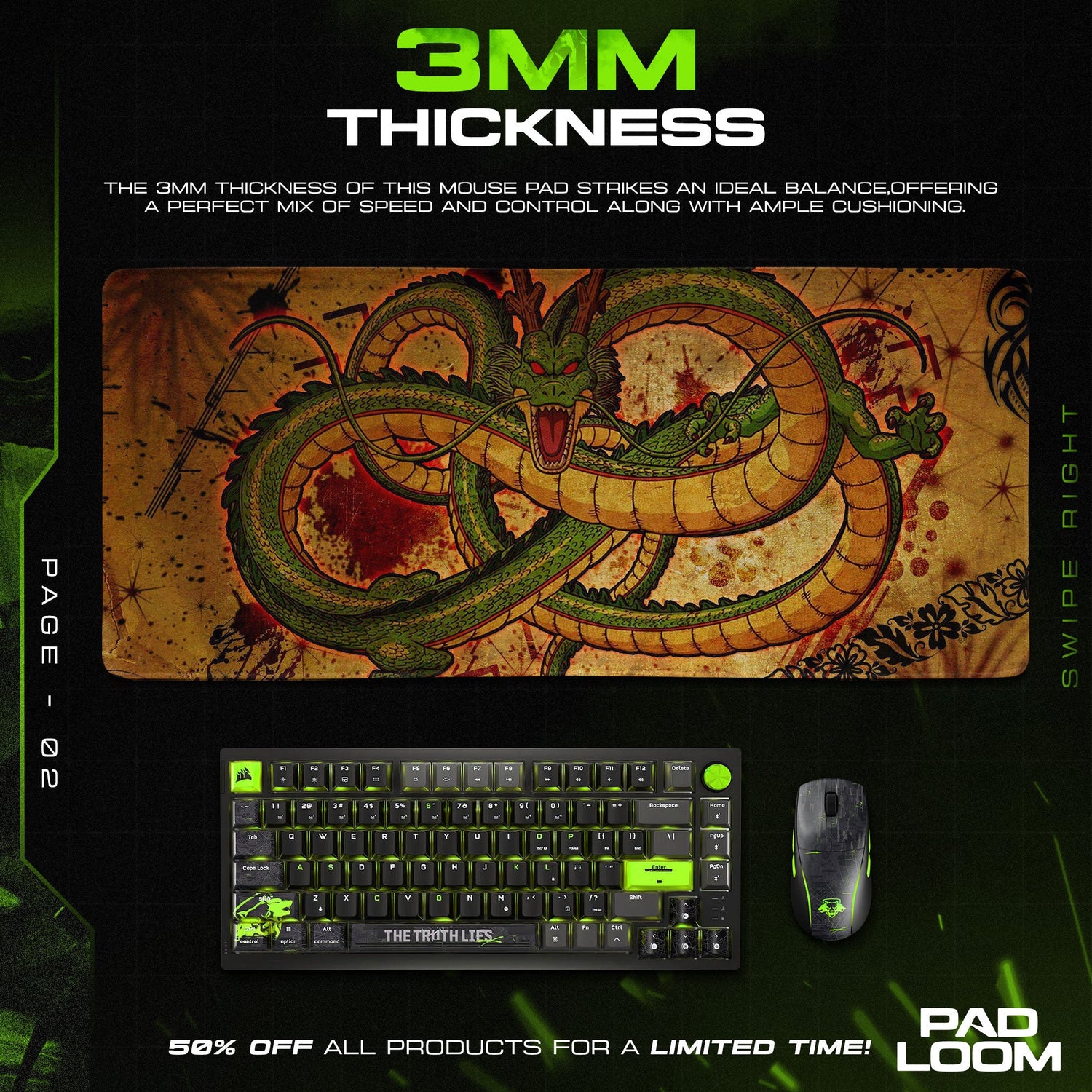 Dragon Ball Shenron Mouse Pad, Anime Eternal Dragon Desk Mat Padloom