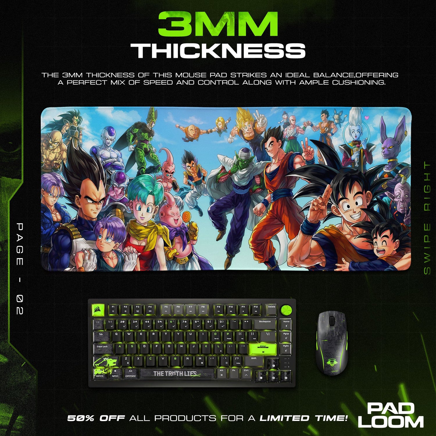 Dragon Ball Z Family Mouse Pad, Anime Heroes Desk Mat Padloom