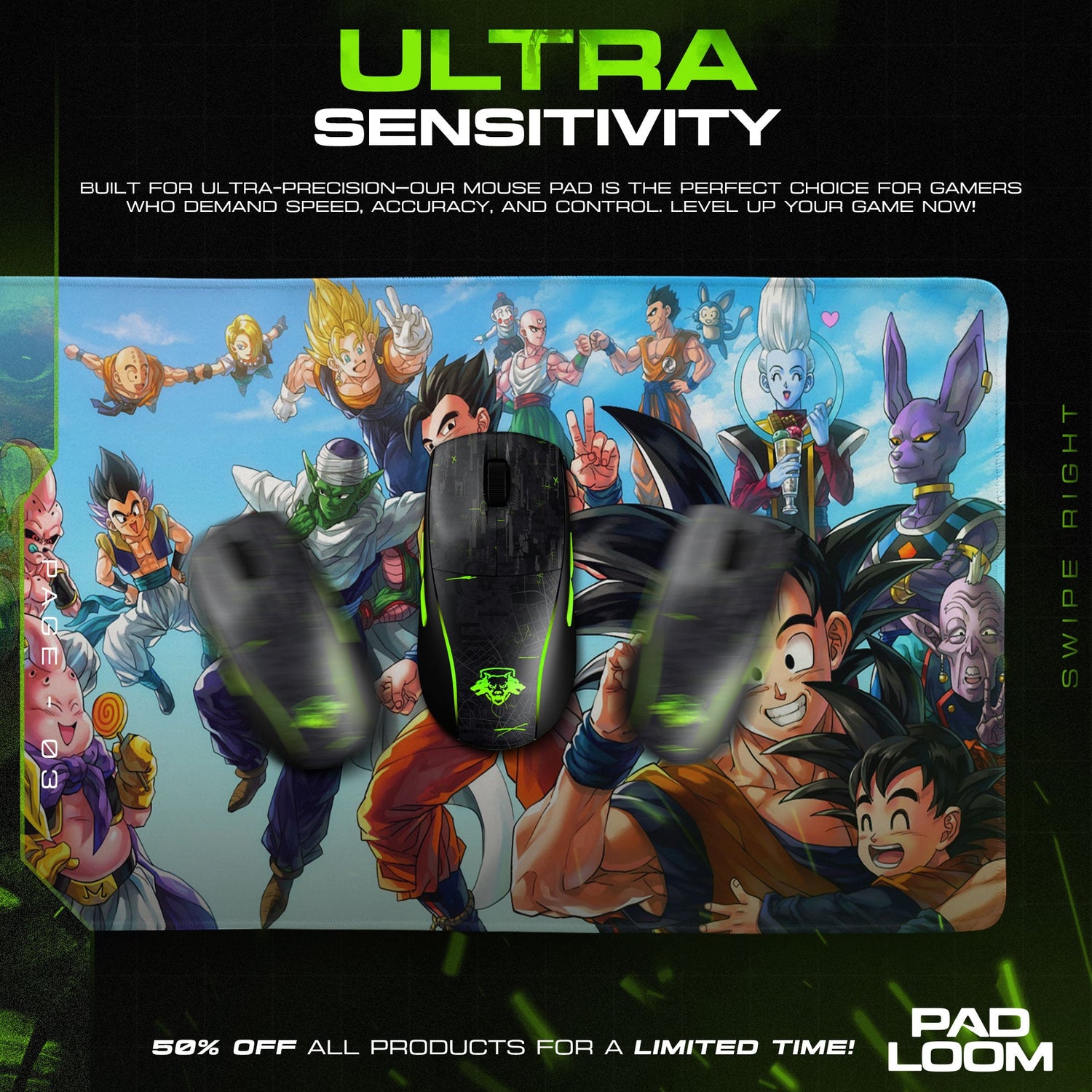 Dragon Ball Z Family Mouse Pad, Anime Heroes Desk Mat Padloom