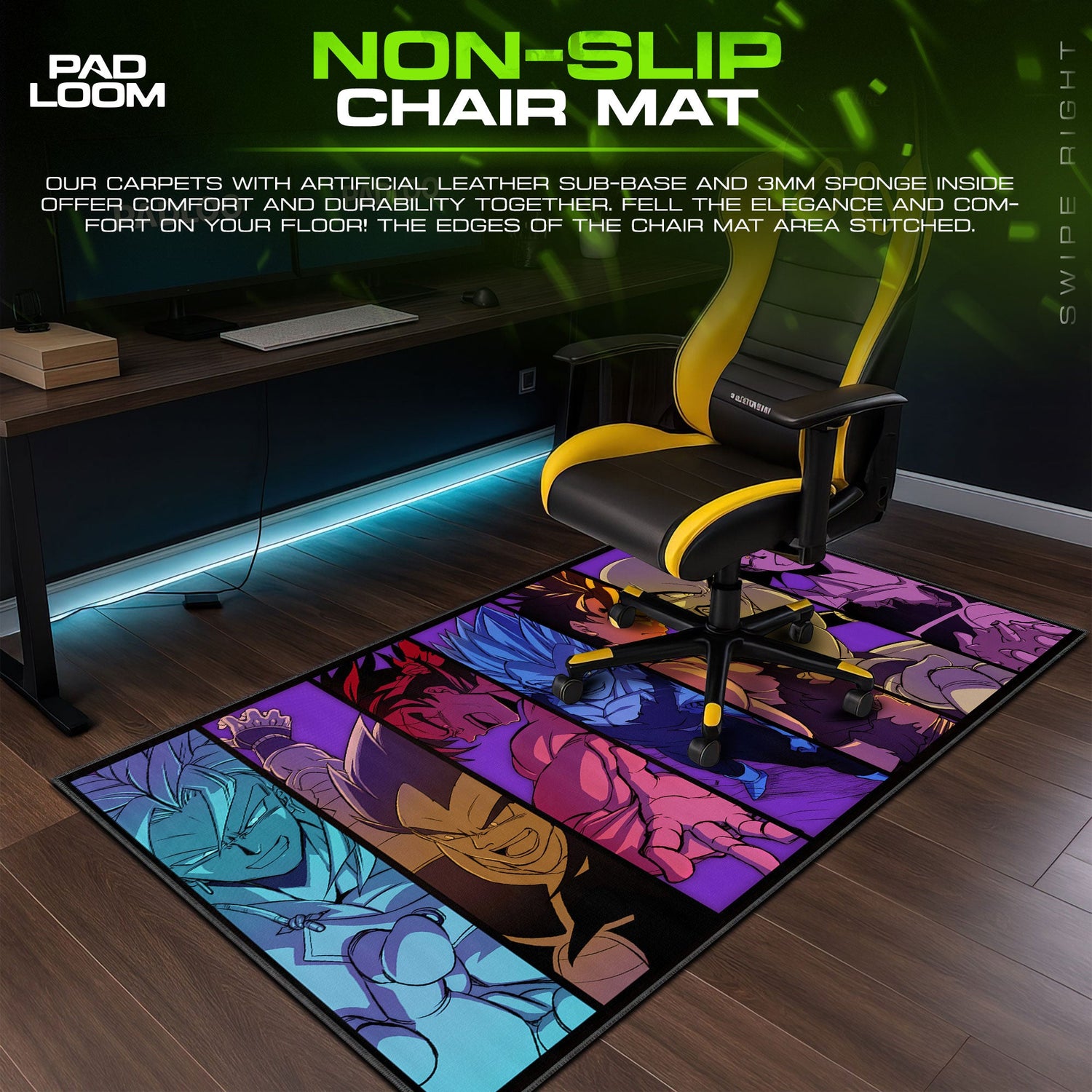 Dragon Ball Z Heroes Mouse Pad - Spectrum Power Anime Desk Mat Padloom