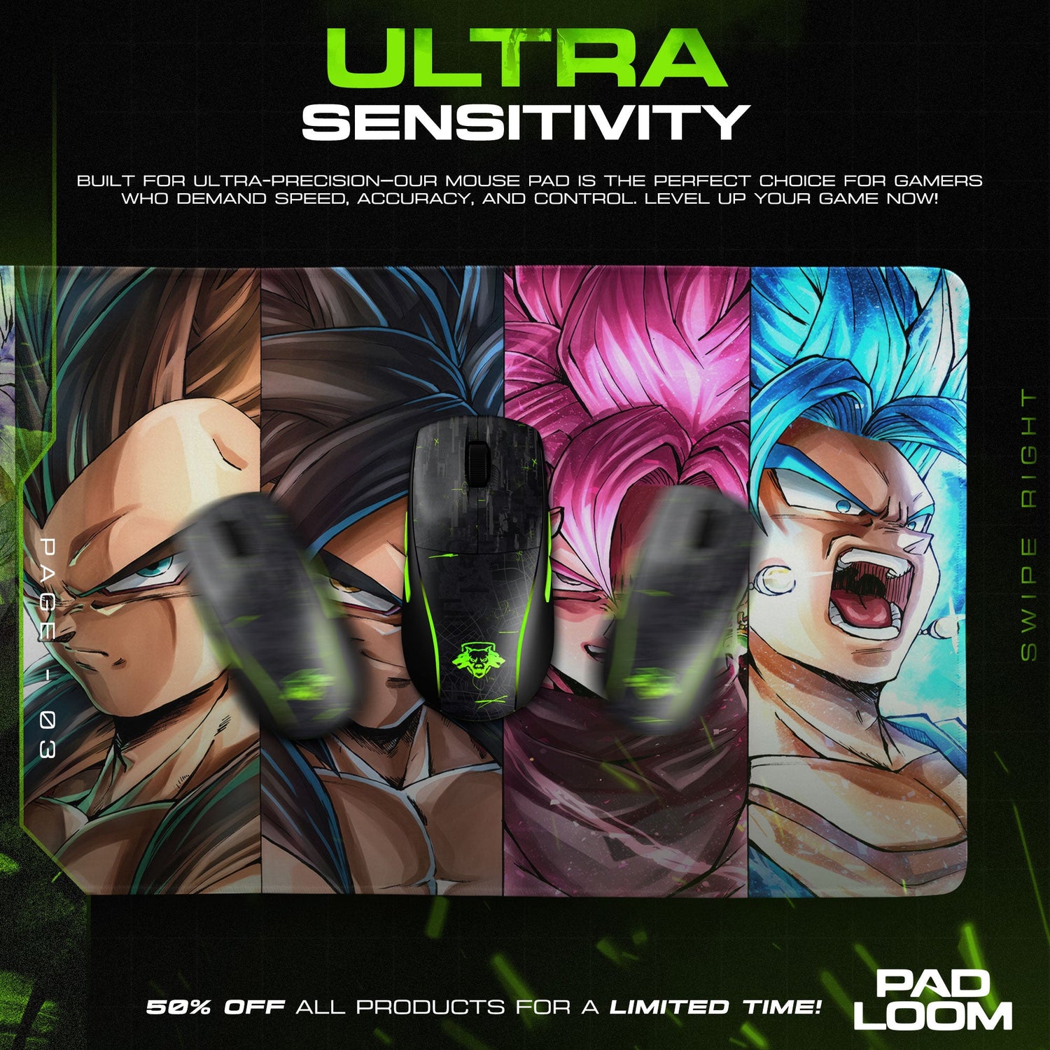 Dragon Ball Z Mouse Pad – Saiyan Warriors Anime Desk Mat Padloom