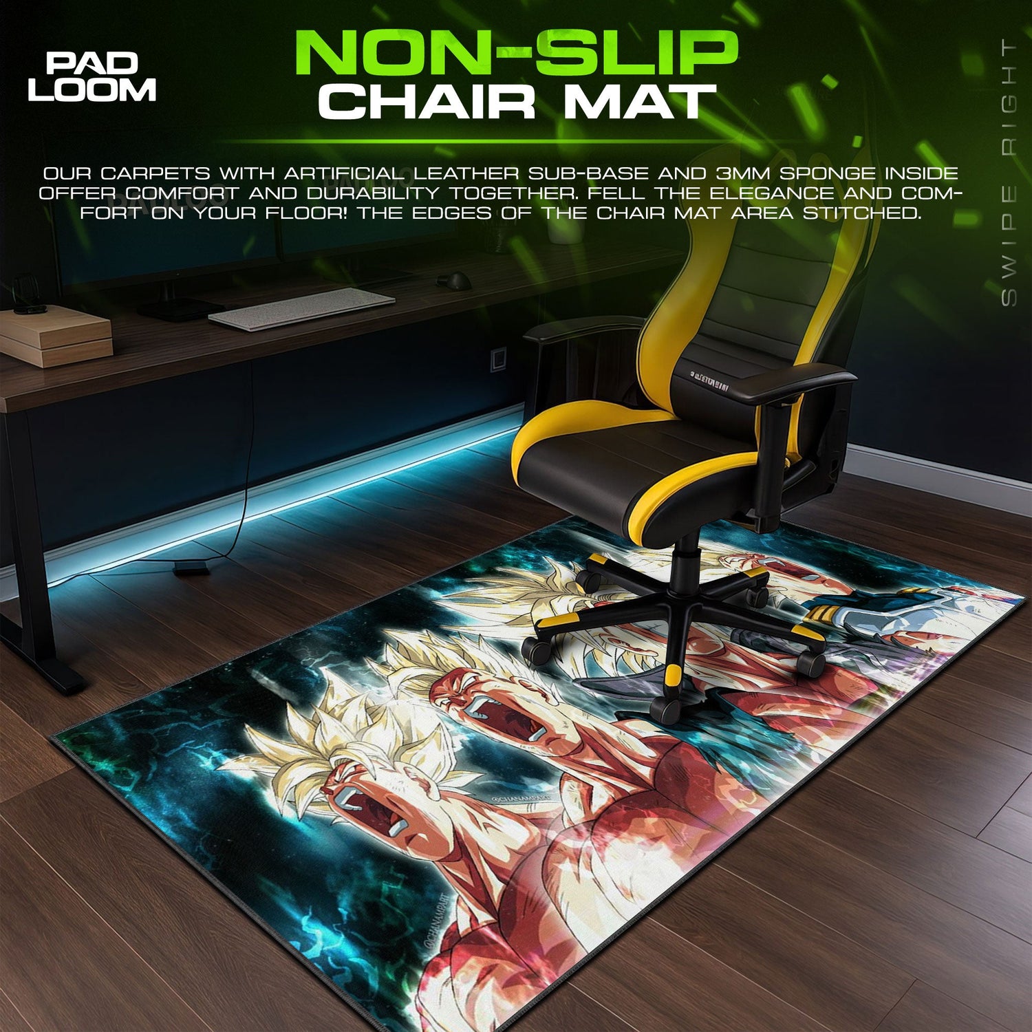 Dragon Ball Z Super Saiyan Mouse Pad, Anime Power Desk Mat Padloom