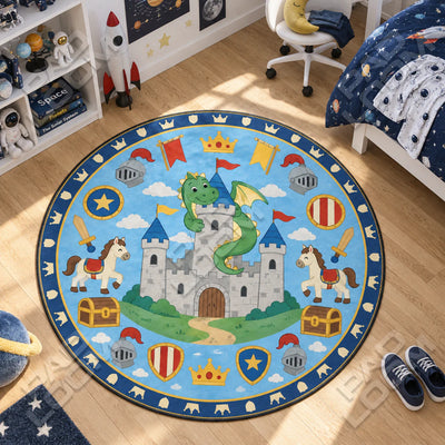 Drachenburg Runder Teppich - Kinderteppich rund