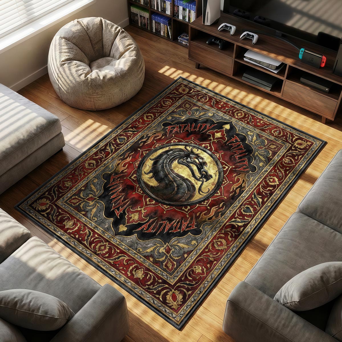 Drachenwappen Todesstoß Teppich - Mortal Kombat Stuhlunterlage