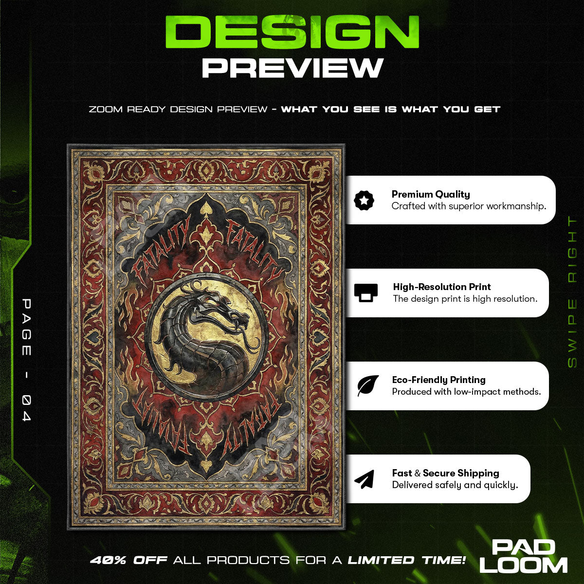 Drachenwappen Todesstoß Teppich - Mortal Kombat Stuhlunterlage