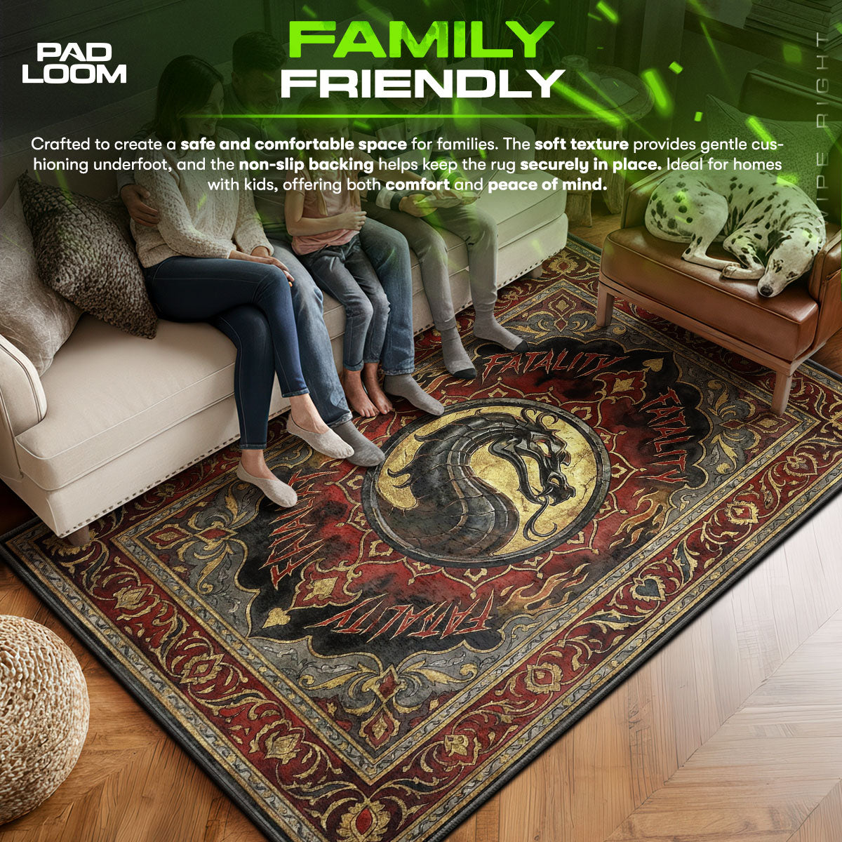 Drachenwappen Todesstoß Teppich - Mortal Kombat Stuhlunterlage