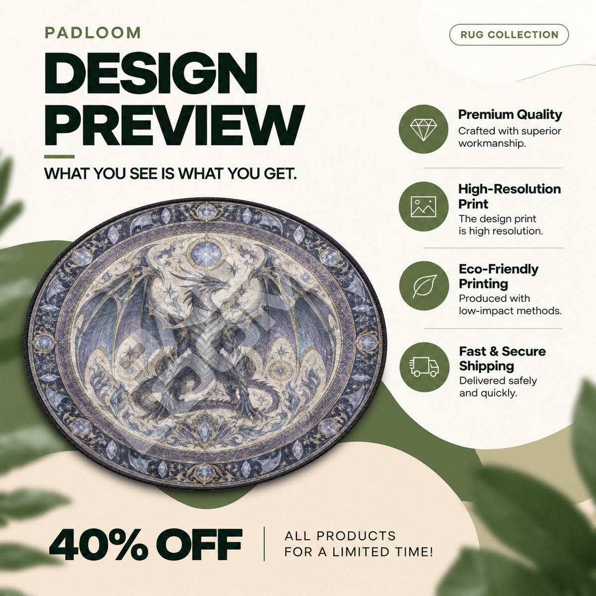 Dragon Crystal Round Rug - Final Fantasy Chair Mat