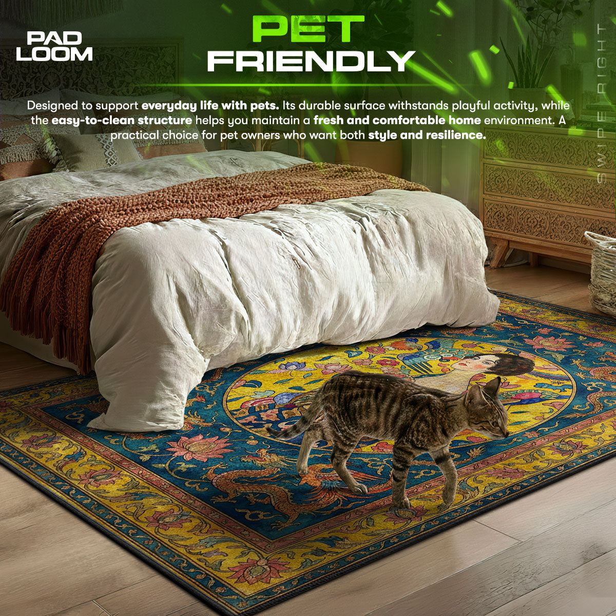 Dragon Lady themed area rug for home decor fans