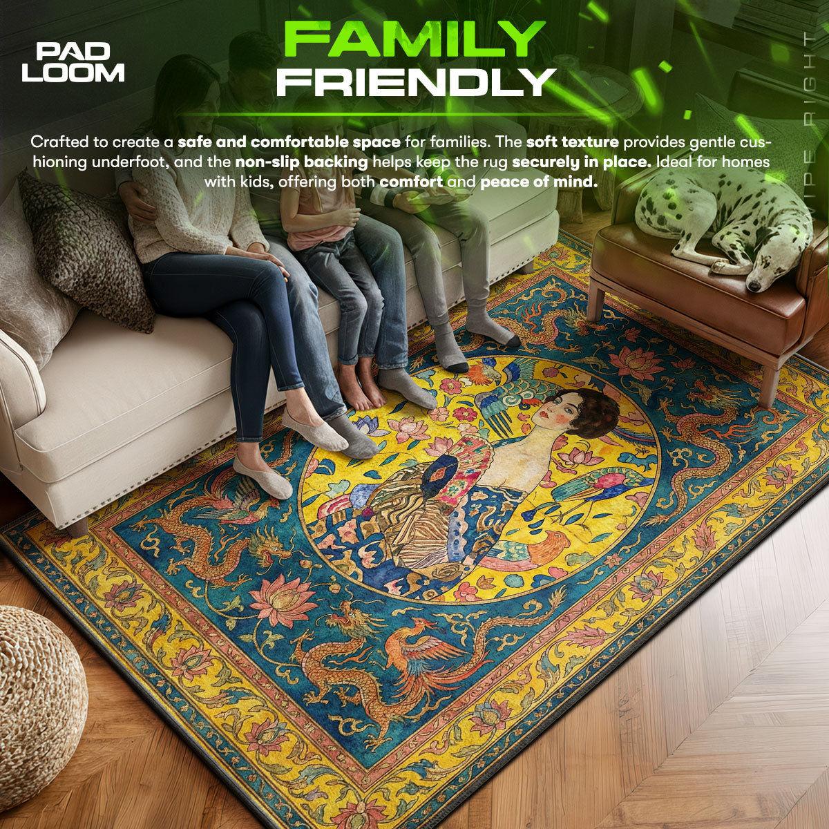 Area character design printed on rug
