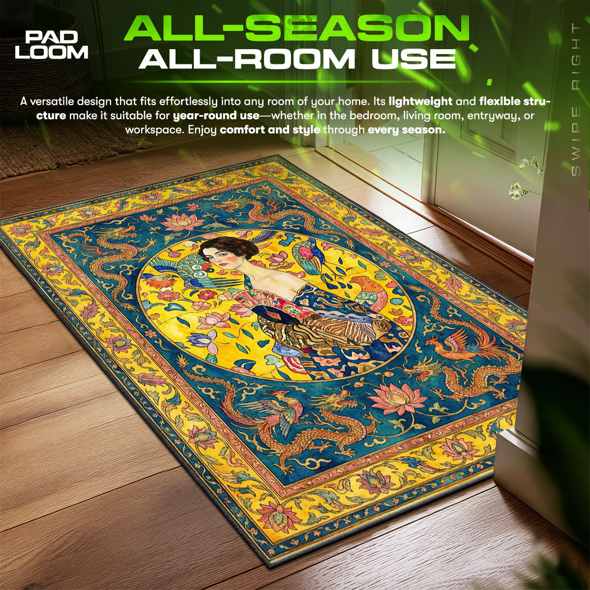 Detailed close-up of Dragon rug pattern