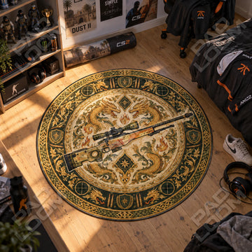 Dragon Lore Ember Round Rug - Counter Strike Chair Mat