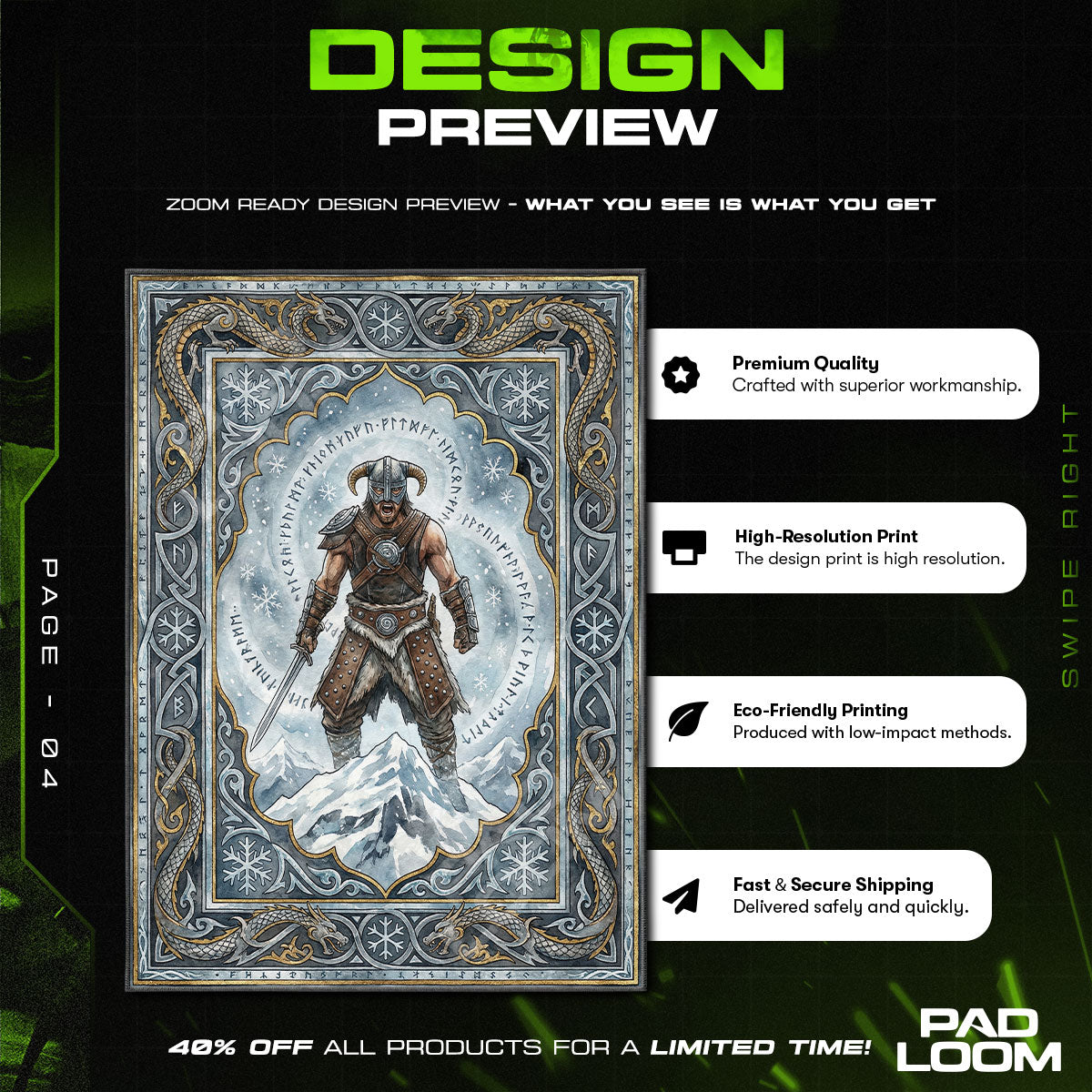 Dragonborn Frost Rune Rug - Skyrim Chair Mat