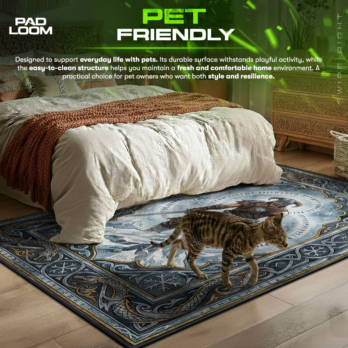 Dragonborn Frost Rune Rug - Skyrim Chair Mat