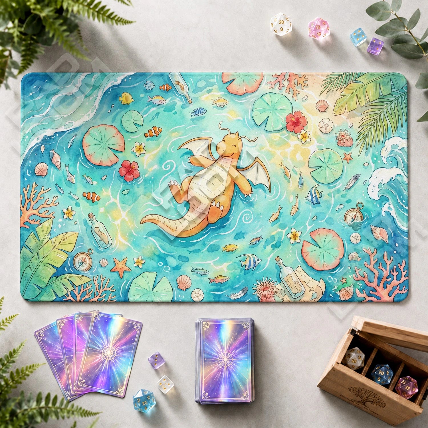Dragonite Pond Playmat - Pokemon TCG Mat - view 2