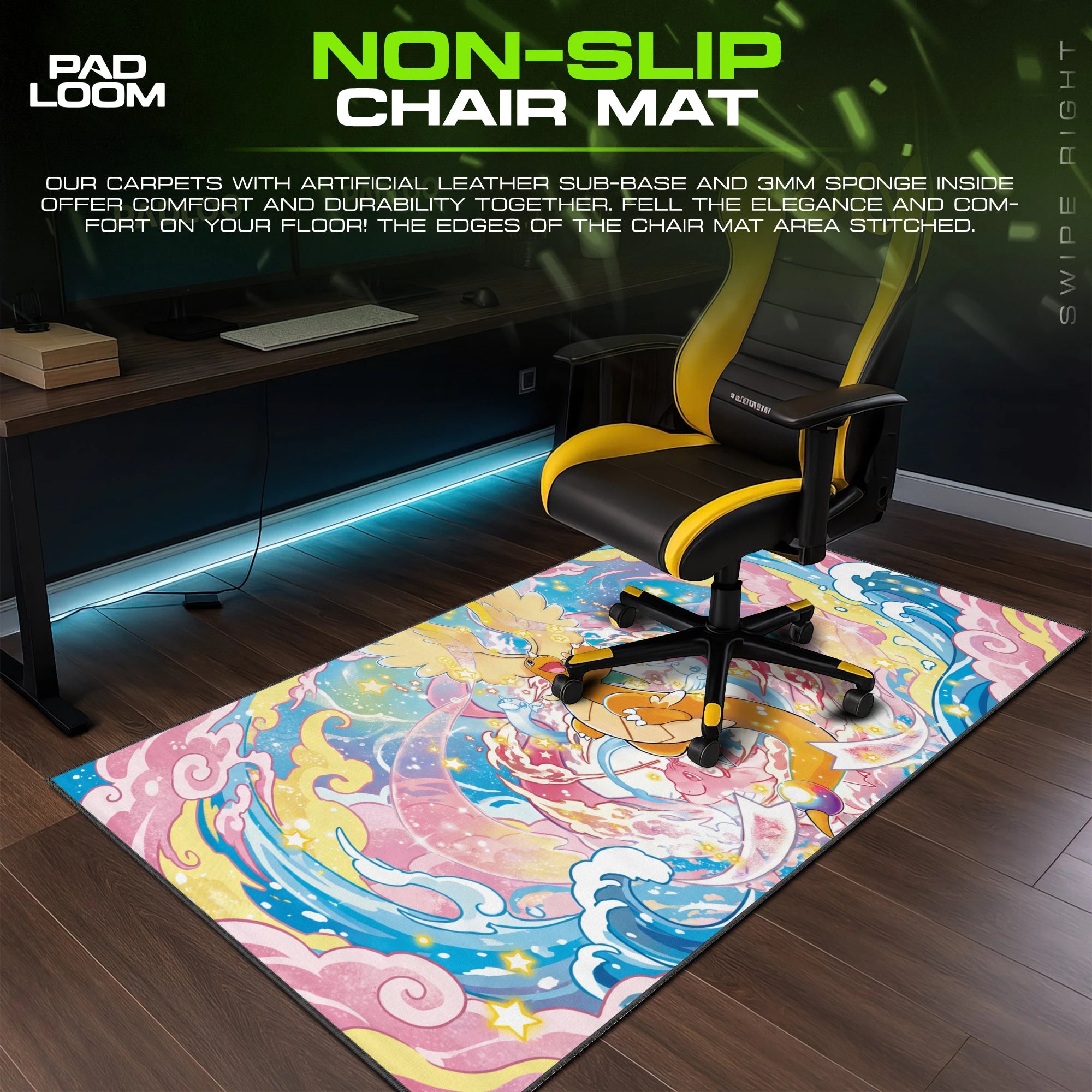 Dragonite Star Swirl Mouse Pad - Pokemon Desk Mat