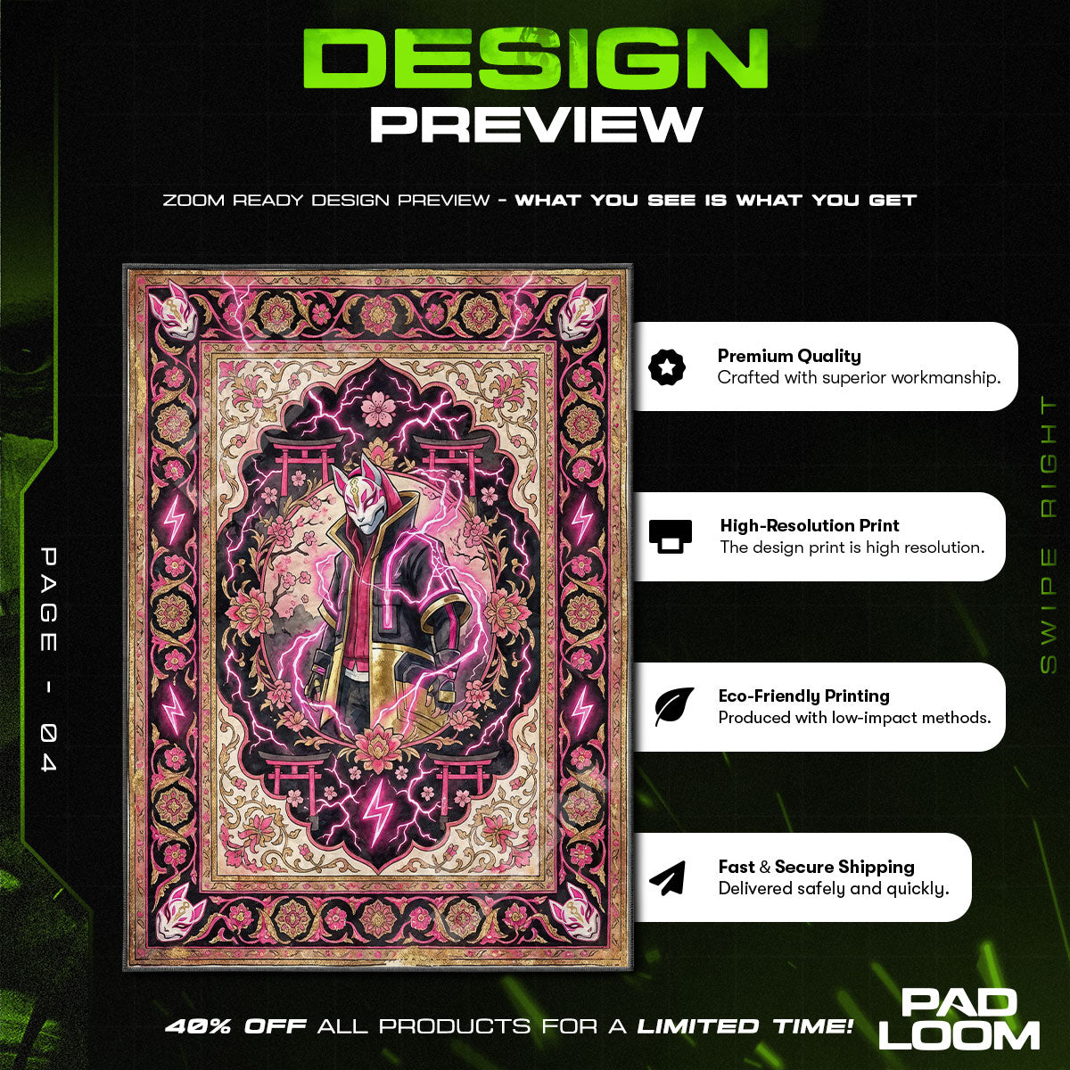 Drift Kitsune Lightning Rug - Fortnite Chair Mat