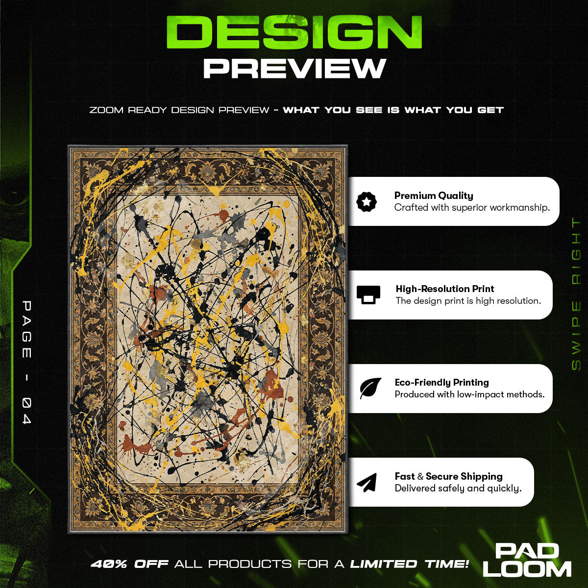 Drip Action Expressionist Area rug — main product view