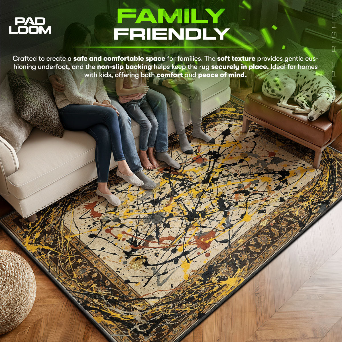 Area character design printed on rug