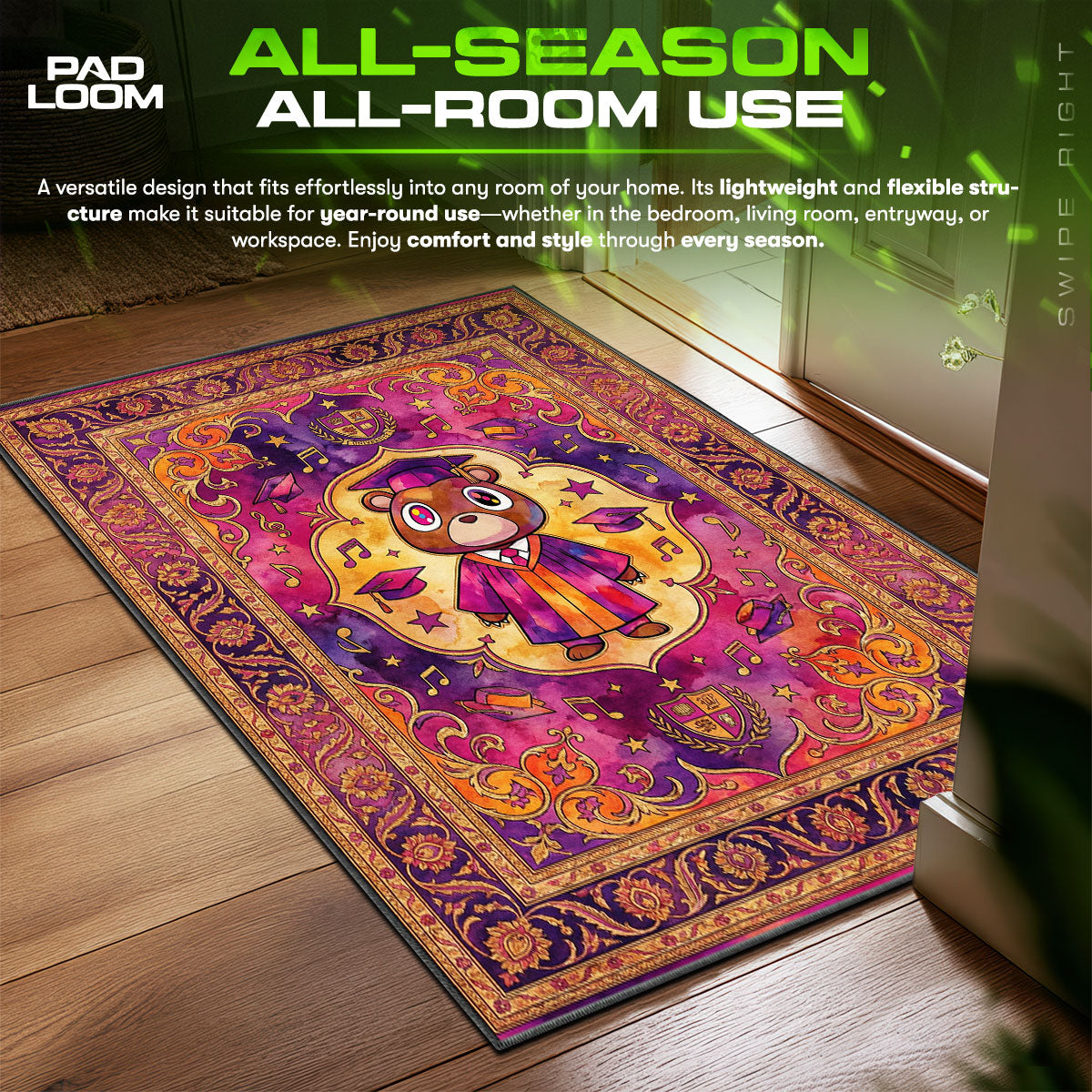 Dropout Bear Graduation Streetwear Floor fan rug — premium quality print