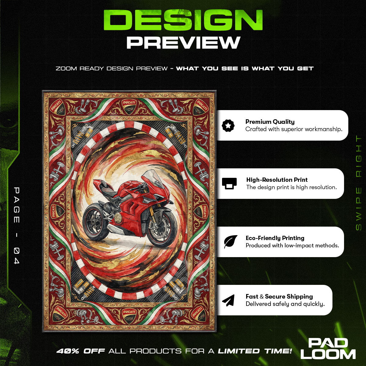 Floor character design printed on rug