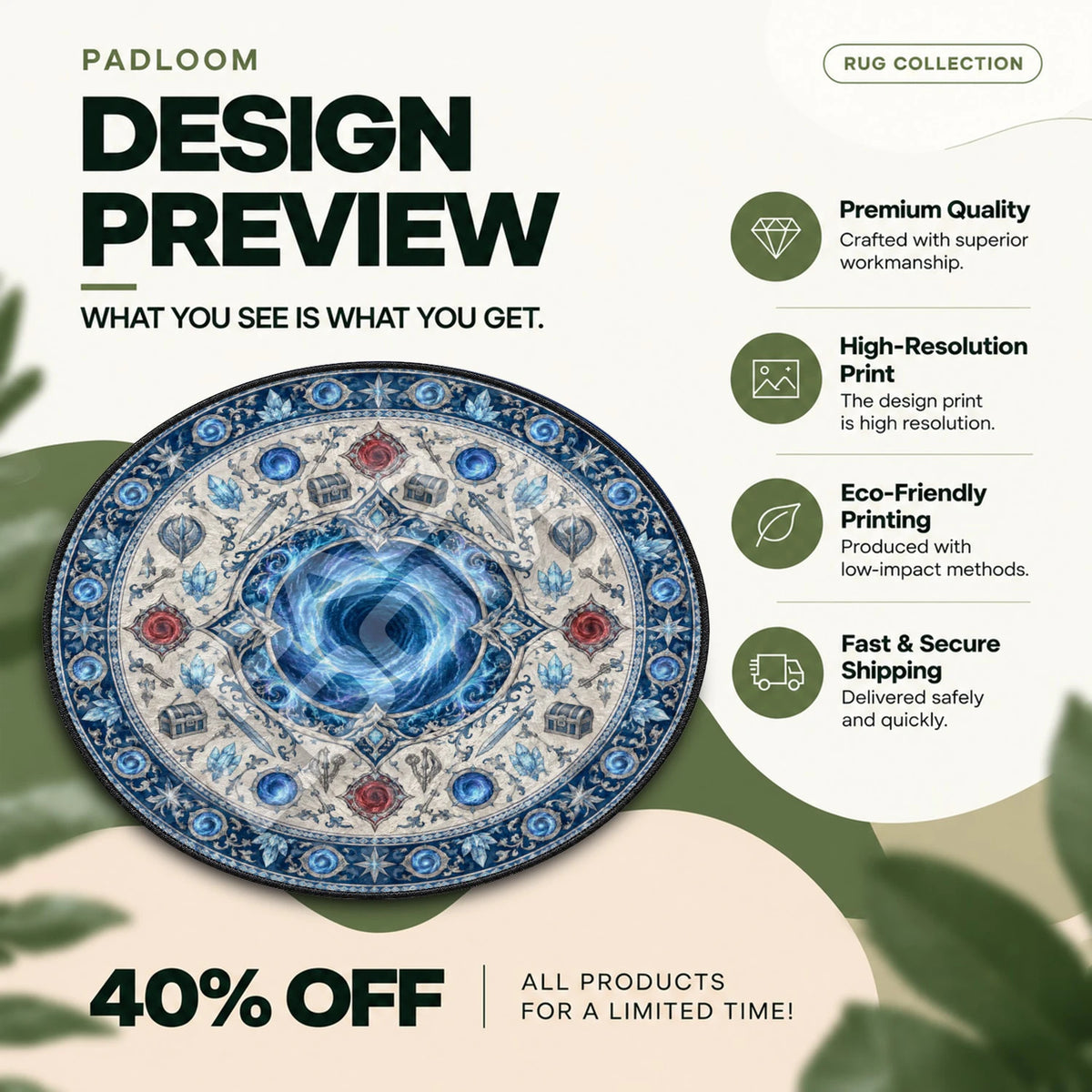 Dungeon Gate Medallion Solo Leveling round rug full design preview