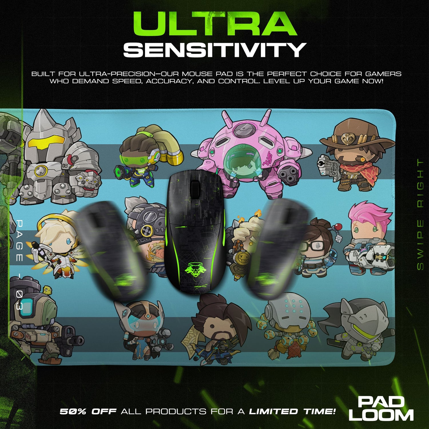D.Va Pink Mech Mouse Pad, Game Chibi Art Gaming Desk Mat Padloom