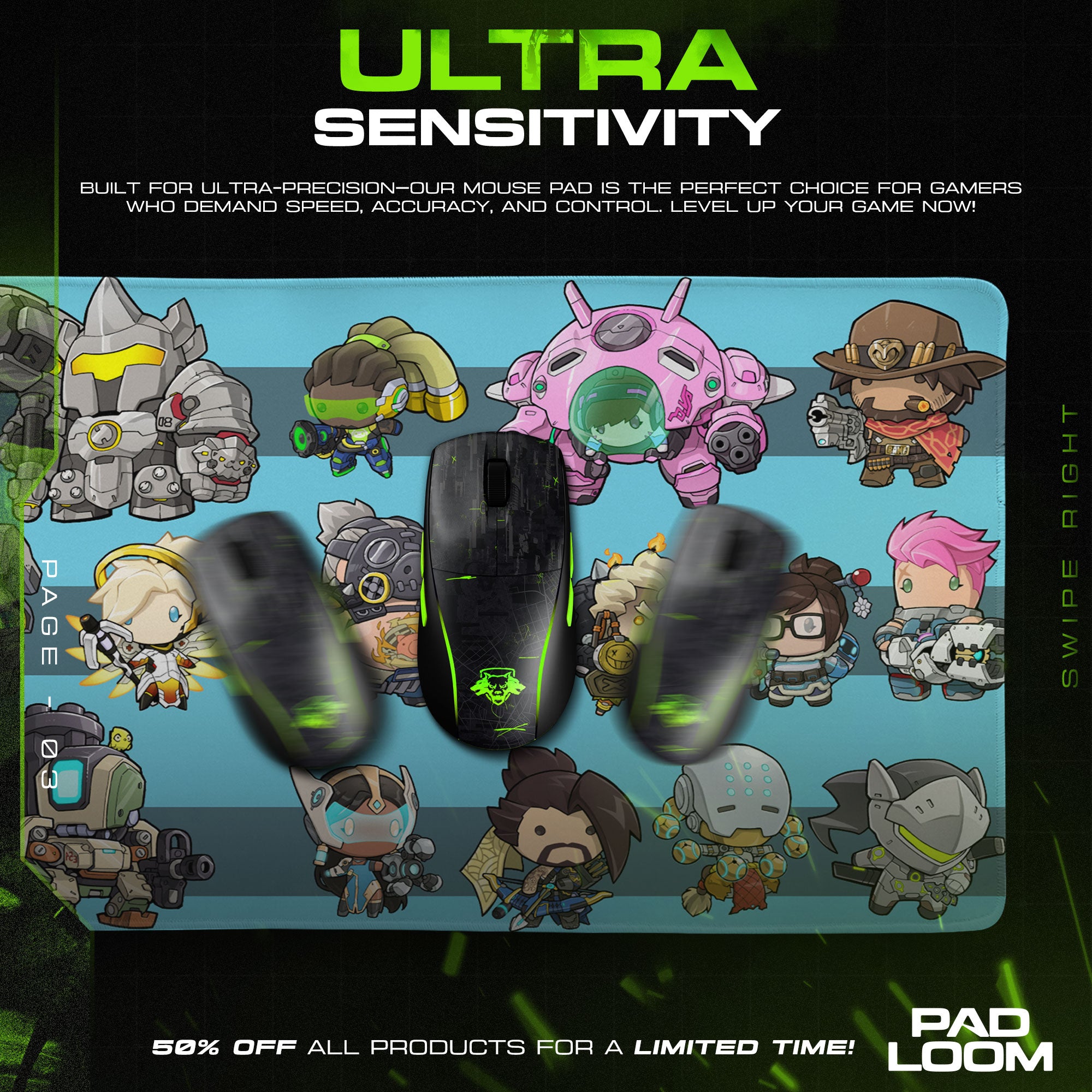 D.Va Pink Mech Mouse Pad, Game Chibi Art Gaming Desk Mat