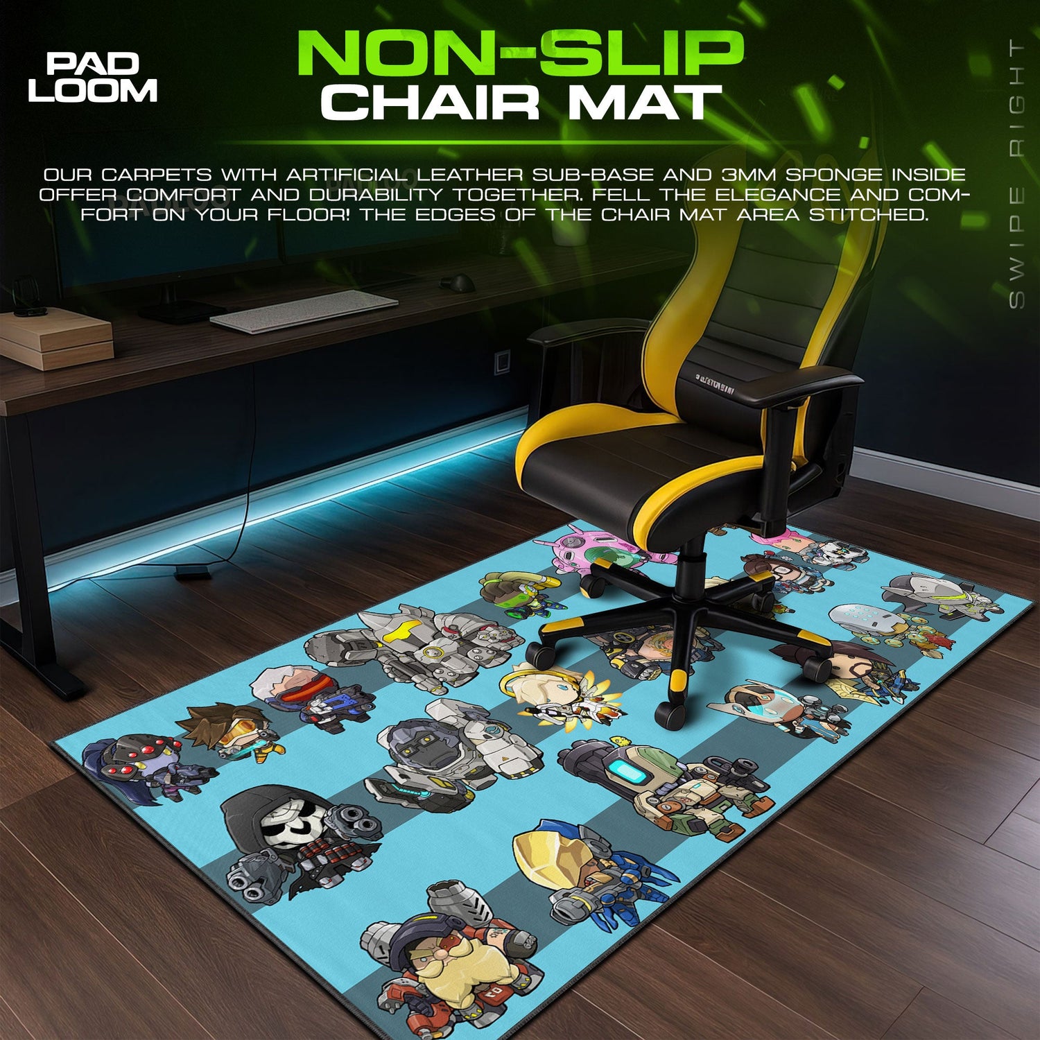 D.Va Pink Mech Mouse Pad, Game Chibi Art Gaming Desk Mat Padloom